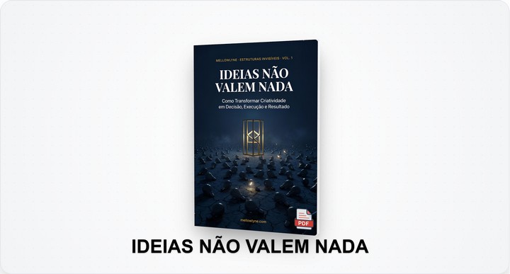 Capa do ebook Ideias Não Valem Nada — como transformar criatividade em decisão com um sistema prático