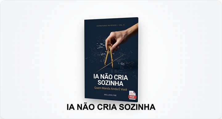 Capa do ebook IA Não Cria Sozinha — framework Pensamento → Estrutura → Ferramenta para usar inteligência artificial como amplificador